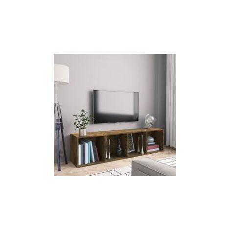 Bibliothèque-Meuble TV Chêne fumé 143x30x36 Bois d'ingénierie (1/5)