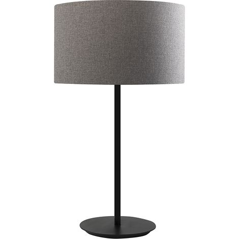 Lampada da Tavolo Vivien Nera con Paralume Cilindrico Grigio - Attacco E27 IP20 75W - Illuminazione Interni Rossini Group (1/5)
