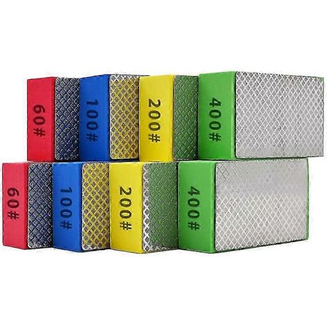 Tampons de polissage manuels diamantés en 8 pièces compatibles avec les carreaux de céramique et les blocs abrasifs en verre, avec des grains de polissage de 60, 100, 200 et 400 mesh. (1/5)