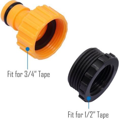 Raccord Robinet Jardin 2-en-1 2 Pièces 1/2 et 3/4 Pouces Irrigation Système Arrosage Connecteur Tuyau (1/3)