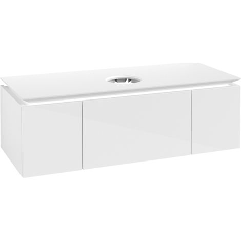 Lavabo VB US Legato 1200x380x500mm, lavabo 3 tiroirs avec robinetterie intégrée blanche brillante (1/2)