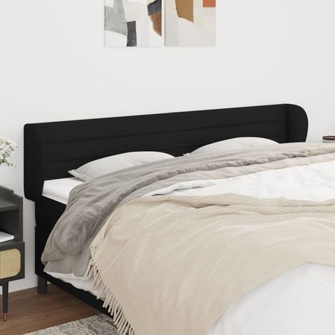 Tête de lit avec oreilles-Panneau de lit avec oreilles Noir 183x23x78/88 cm Tissu 784049 (1/5)