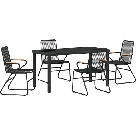 Ensemble de salle à manger pour jardin 5 pcs,Salon de jardin Noir Rattan PVC CFW24674 (1/5)