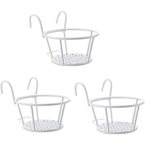 BUNTHAUS Lot de 3 supports de pots de fleurs en métal - Étagère à fleurs à suspendre avec crochets pour pots de fleurs - Rampe suspendue - Pour jardin, balcon, clôture, intérieur et extérieur