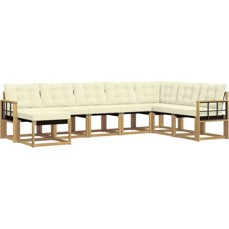 Conjunto de sofás de exterior 8 uds. Blanco y Crema vidaXL (1/5)