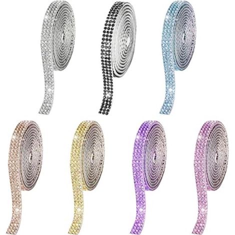 Set di 7 adesivi con strass - Nastri autoadesivi glitterati con strass - Vari colori e stili (1/5)