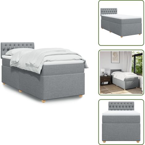 Materasso morbido - vidaXL Giroletto a Molle con Materasso Grigio Chiaro 90x200 cm Tessuto - Letto con testiera