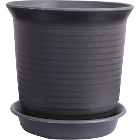 Pot de fleurs haut et bas en résine plastique imitation céramique, pot rond en forme de radis vert épais avec soucoupe (1/5)