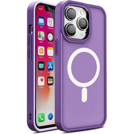 Custodia magnetica con MagSafe per iPhone 15 Pro, fori per cordino viola (1/5)