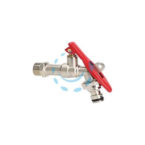 RUBINETTO A SFERA CON MANGLIA A LEVA E CHIUSURA CON LUCCHETTO - M 3/4" con portagomma F 1"