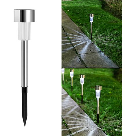 Lot de 10 lampes solaires de 4,5 cm pour jardin, aménagement paysager, allées, pelouse, décoration, terrasse, cour, lumière blanche (1/5)