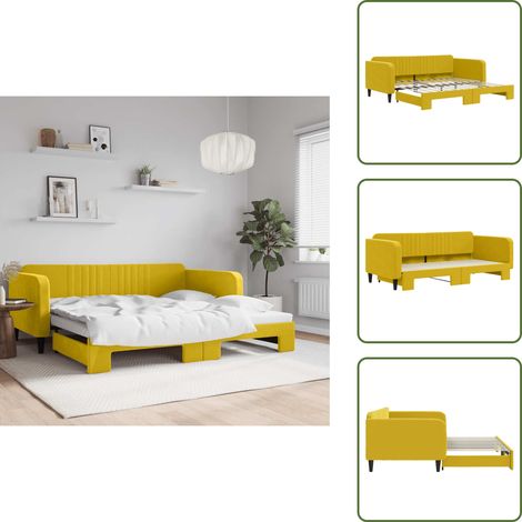 The Living Store Tagesbett Ausziehbar Gelb 100x200 cm Samt - Schlafsofa (1/5)