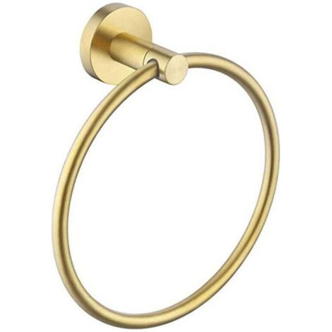 Anneau porte-serviettes mural moderne - Doré brossé - Diamètre 16 cm - Acier inoxydable (1/5)