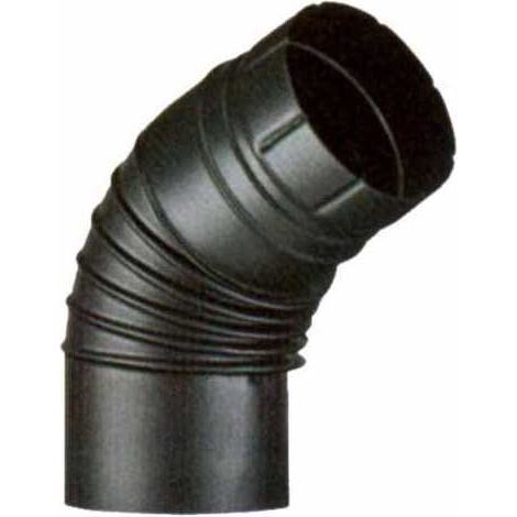 Coude émaillé ouvert 65° 10 noir – Raccord fumisterie – Résistant aux hautes températures – Encastrement étanche avec système GASTOP – ALA