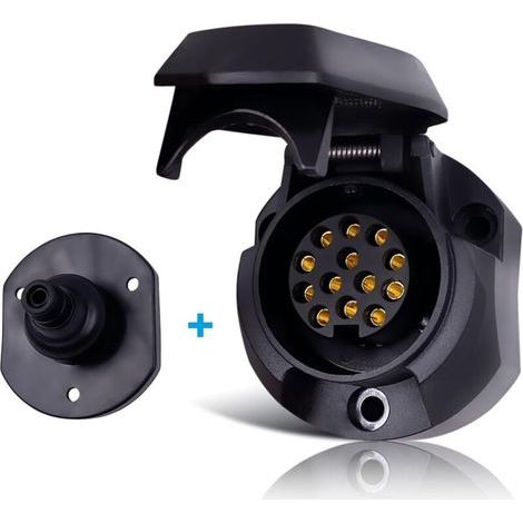 Roleader – Prise remorque 13 broches étanche – Connecteurs ISO 11446 en nylon et cuivre – Conductivité optimale pour remorque 12V (1/5)