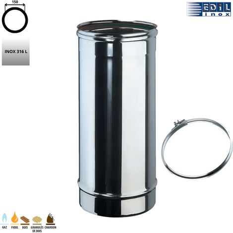 Tuyau élément droit 50 cm inox diam. 150 mm Edilinox (1/4)
