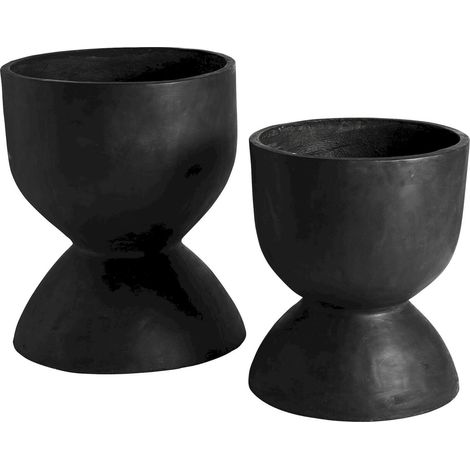 Amphore décorative noire contemporaine en terracotta - Noir profond et mat (1/4)