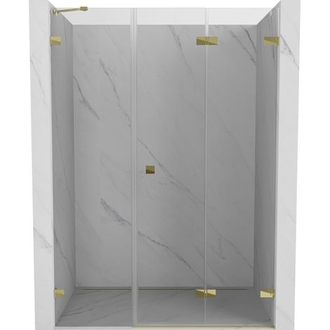 Mexen Lunar-F Duschfaltür rechts 130 cm, transparent, gold - 836S-130-050-50-00-P (1/5)
