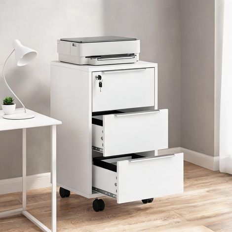 Meuble de rangement de bureau blanc 40 x 40 x 63,5 cm (1/5)