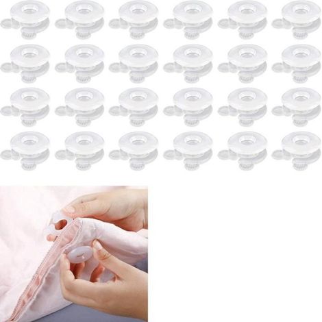 Clips de couverture de couette 24 pièces, supports de couverture de courtepointe, antidérapant, blanc, 3,5 x 3,5 cm (1/5)