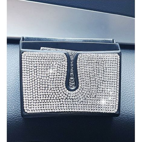 Autositz-Organizer, Diamant-Aufbewahrungsbox fürs Auto, Glitzerndes multifunktionales Seitenfach für den Autositz, zur Aufbewahrung von Stiften, Handys, Schlüsseln (Weiß) (1/5)