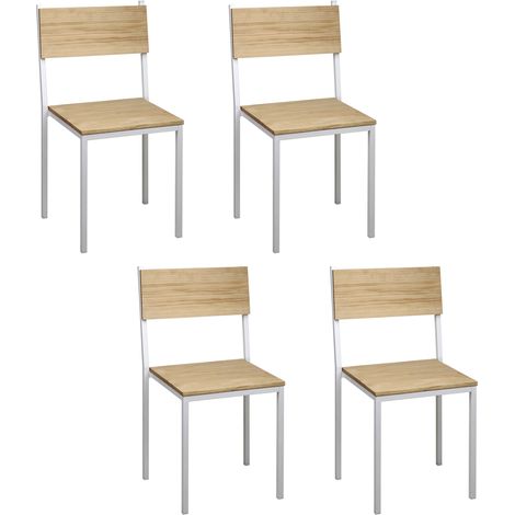 Sillas iCub encajable Pack 4Ud. 40x40x85cm Blancas en madera maciza de pino acabado vintage estilo industrial Box Furniture (1/5)