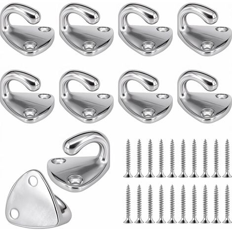 10 Pièces Crochet pour Bache Acier Inoxydable 316 Crochet Remorque avec 20 Vis Fixation Bache pour Filets de Remorques et Bâches (1/5)