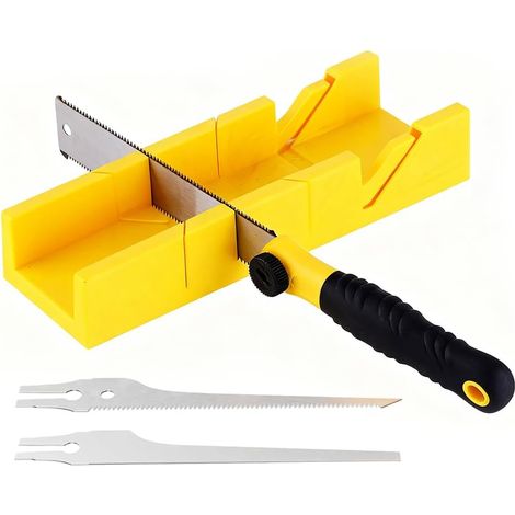 Mitre Saw Set, Mitre Box with 3 Interchangeable Saw Blades, Cutting Box for Wood and Plastic, 22.5, 45, 90 Degree Multi-Angle Cut, for DIY, Furniture Making and Model Making (1/5)