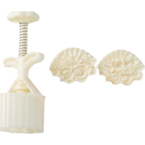 Tampons à biscuits, petits moules à gâteaux de lune en forme d'éventail de fleurs, machine à gâteaux de lune à pression manuelle (1/5)