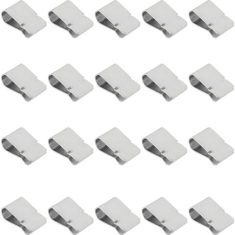 Lot de 25 Pinces à Ressort en U en Acier Inoxydable 304, 21.4mmx12mm Vitesse U-Type Fixations Collier de Serrage Echappement Trailer Solar Cable Clip pour Équipement Industriel Fixation(Argenté) (1/5)