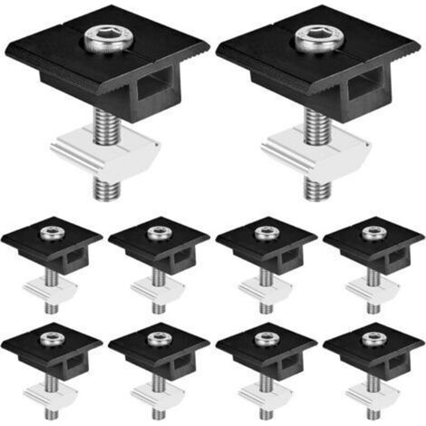 Montage-Set für Solarmodule: 10 Stück 30 mm Aluminium-Solarmodulhalterungen, T-förmige Solarmodul-Montagehalterungen für Photovoltaikmodule auf Wohnmobilen, Dächern und Wänden, mit Muttern und Schraub