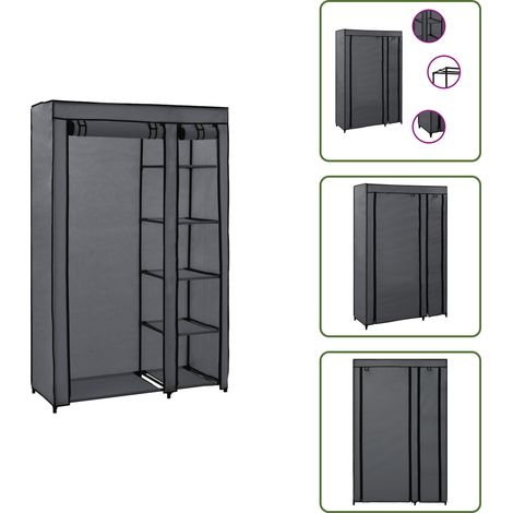 Armadio portatile - vidaXL Armadio Pieghevole Grigio 110x45x175 cm in Tessuto - Armadio in tessuto
