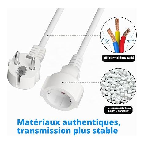 Extension Cord Extension Cord Extension Cable Electric Extension Cable White (1/4)