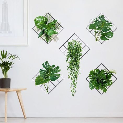 2 Pièces Autocollant Salle de Bain, PVC Autocollants pour Décoration Plantes, Effet 3D, Autocollants Muraux 3D, 6 Motifs, pour Salons et Chambres (1/5)