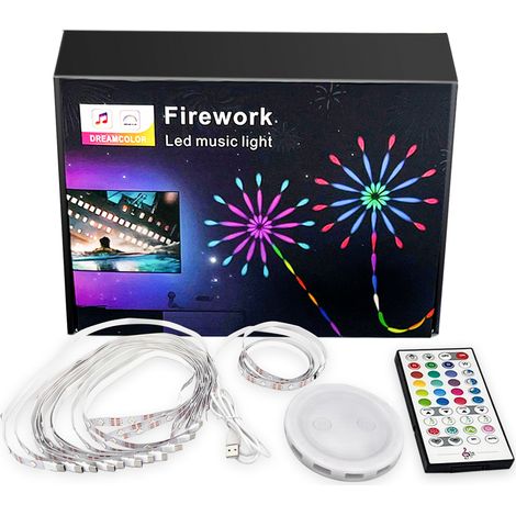 Tira de LED Bluetooth con efecto fuegos artificiales, 16 millones de colores, temporizador y sincronización con música (RGB). (1/5)