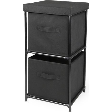 Würfelregal und 2 Stoff Schubladen - 57 x 31 cm - Standregal aus Metall mit 2 Vlies Boxen