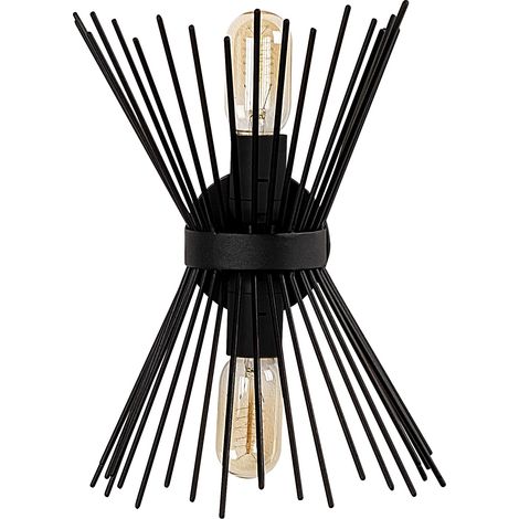 Aplique de pared, metal , negro, 23x16x33, casquillo 2 x E 27 Max 40 W