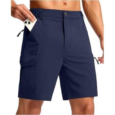 Shorts De Randonnée - 7 Pouces - Tissu Polyester Élasthanne Léger Rapide Séchage - Résistant À L'Eau UPF 50+ - 5 Poches - Taille Élastique Avec Passants - Homme (1/3)