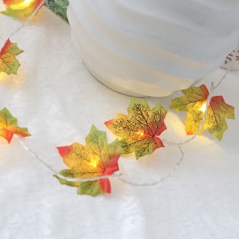 Guirlande lumineuse Feuilles d'érable 4 m / 13,12 pi 40 LED scintillantes Décorations lumineuses suspendues pour Noël et Halloween (1/5)