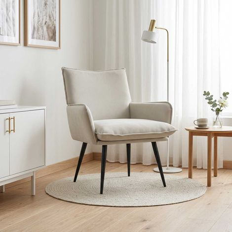 vidaXL Poltrona Crema Velluto (1/5)