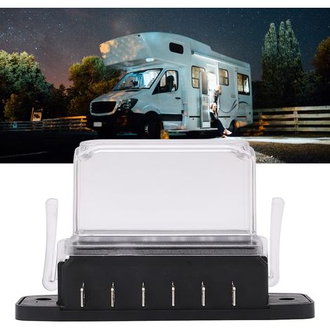 Boîte à fusibles standard ATS et disjoncteur mini 6 voies 12V/24V avec couvercle transparent étanche à l'eau et à l'humidité, adaptée aux bateaux, camping-cars, voiturettes de golf, camions et fourgon (1/5)