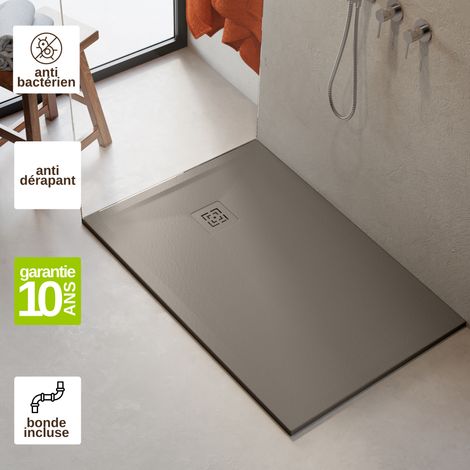 Receveur de douche 120x90 extra-plat Marron en résine minérale antidérapant effet pierre - Haldor LAVABERG