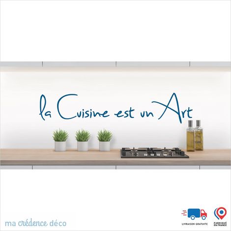 Crédence : LA CUISINE EST UN ART 1 - Couleur Bleu signal - Alu composite - 120 - 60 (1/3)