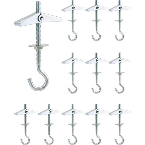 12 ganchos de techo de acero al carbono, M5 x 90 mm, para colgar plantas en techos de yeso. (1/5)