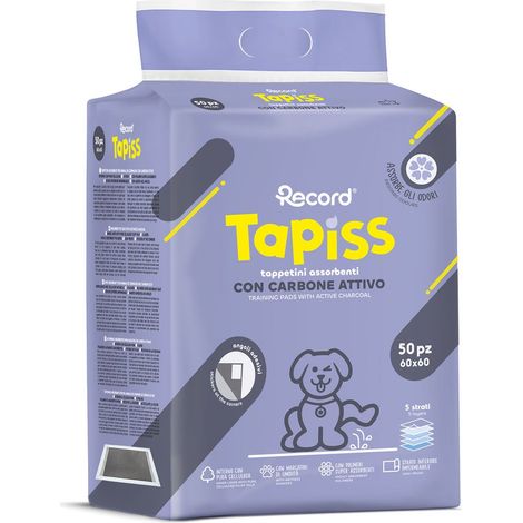 Tapiss 50 tappetini assorbenti ai carboni attivi per cani e gatti 60x60 cm