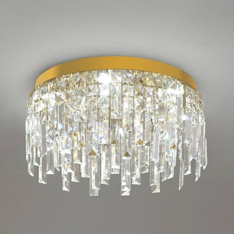 Plafonnier LED acier inoxydable cristal doré, 30W, Ø40cm, 3 couleurs réglables (1/5)