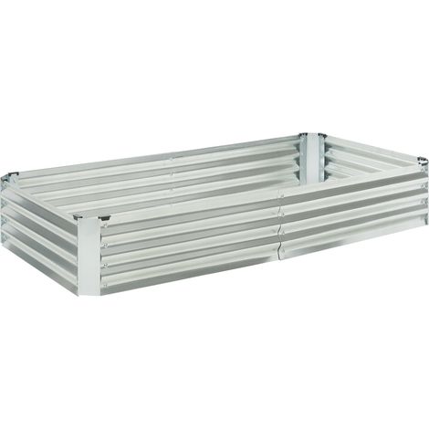Aiuola Rialzata Celano Bordura Rettangolare in Acciaio Zincato 180x90x30 cm color Argento [en.casa]