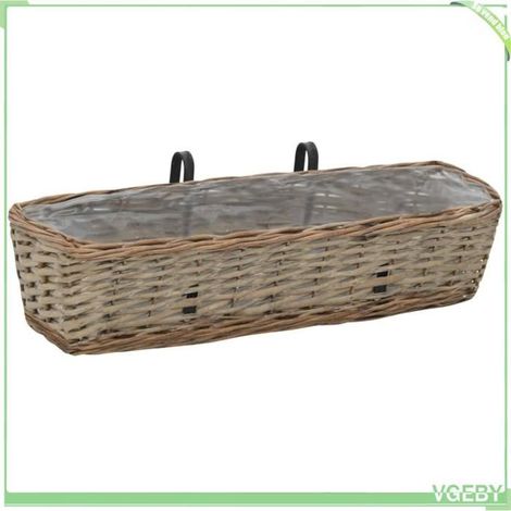 Jardinière de balcon en osier - FAFEICY - 246829 - doublure PE - lot de 2 - 60x18x13 cm (1/5)