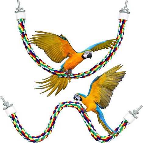 Lot de 2 cordes pour jouets d'oiseaux, support de base en corde élastique pour perchoir confortable, jouets pour perroquets, perruches et autres oiseaux. (1/5)