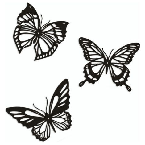Sollbry 3 Pcs en Métal Papillon Décor Mural Noir Art Mural Noir (1/5)